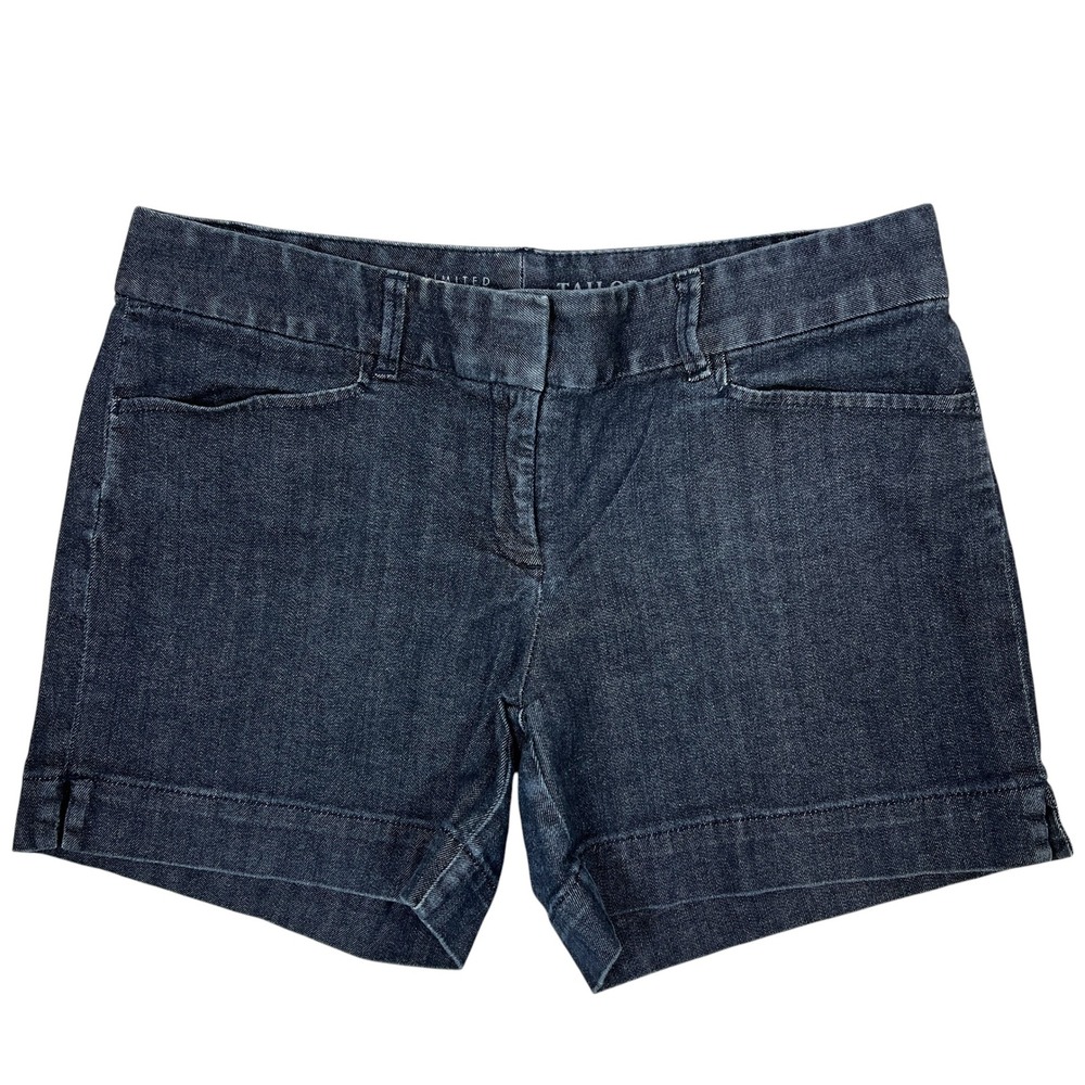 The Limited Tailored Shorts 6R Dark Wash Denim Stretch Cotton Side Slit Preppy